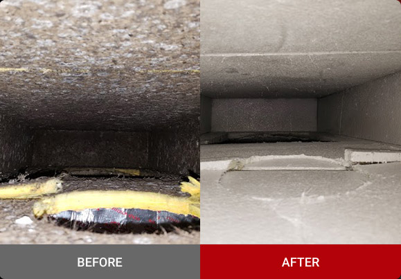 Before and after air duct encapsulation in Reading, PA