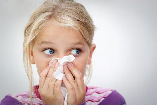 Little Girl with Tissue to Her Nose with Health Problems Before Air Duct Cleaning in Manheim, PA