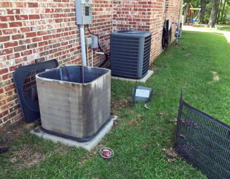 air conditioning units receiving services such as HVAC Air Duct Cleaning & Coil Cleaning